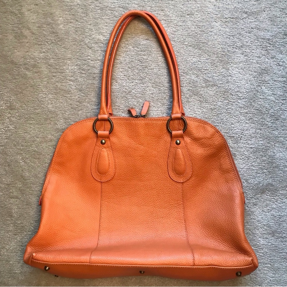Orange Leather zippered (Tote with Dome Silhouette)